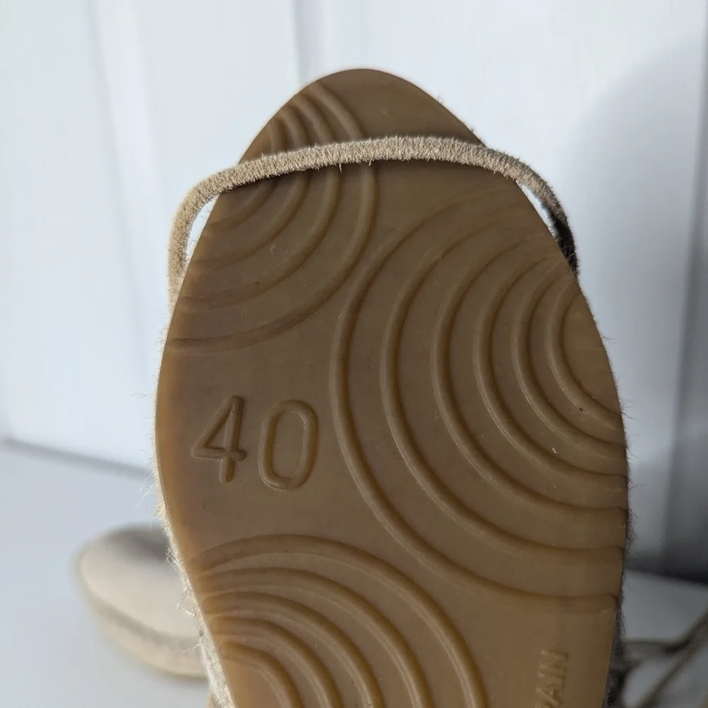 Fabiolas Womens Shoes Spain leather Espadrille Beige Tan Size 40 uS 9.5